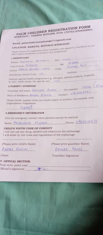 uganda orphanage registration form