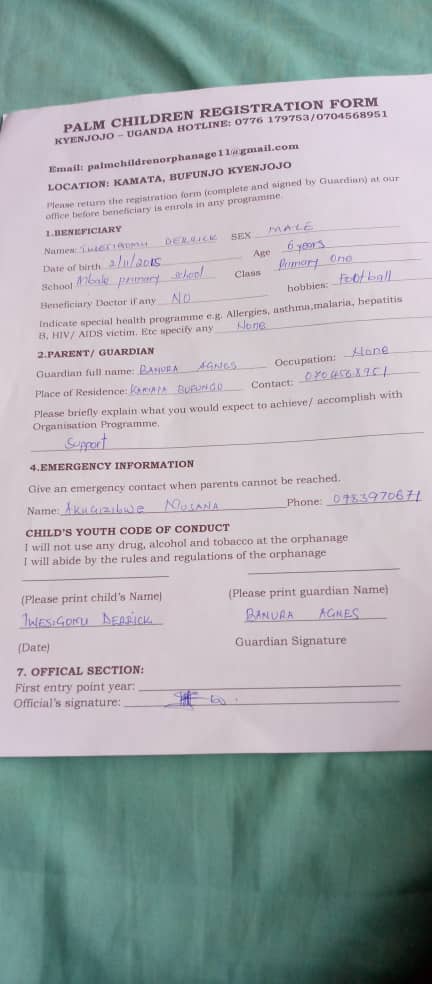 uganda orphanage registration form